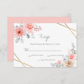 Blush Pink Floral Gold Geometrische botanische Hoc RSVP Karte (Vorne/Hinten)