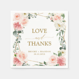 Blush Pink Floral Gold Geometrische botanische Hoc Serviette