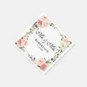 Blush Pink Floral Gold Geometrische botanische Hoc Serviette (Ecke)
