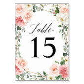 Blush Pink Floral Gold Geometrische botanische Hoc Tischnummer (Rückseite)