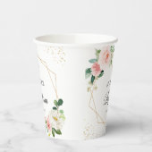 Blush Pink Floral Gold Geometrische Taufe Pappbecher (Links)