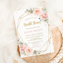 Blush Pink Floral Gold Geometrisches Brautparty In
