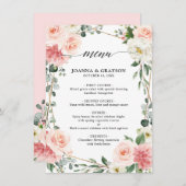 Blush Pink Floral Gold Geometrisches Hochzeitsmenü Menükarte (Vorne/Hinten)