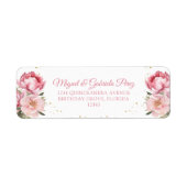 Blush Pink Floral Gold Glitzer Rücksendeadresse (Vorne)