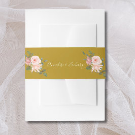 Blush Pink Floral Gold Hochzeitsband Einladungsbanderole