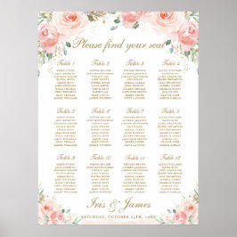 Blush Pink Floral Gold Hochzeitssymbol Poster