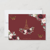 Blush Pink Floral Gold Paris Quinceañera QR Code RSVP Karte (Rückseite)