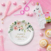 Blush Pink Floral & Gold Personalisierte Babydusch Pappteller (Party)