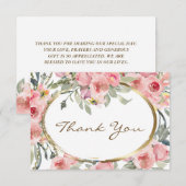Blush Pink Floral Gold Rahmen Hochzeit Dankeskarte (Vorne/Hinten)