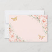 Blush Pink Floral Gold Schmetterlinge Quinceañera RSVP Karte (Rückseite)