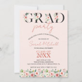 Blush Pink Floral Graduation Party Einladung (Vorderseite)