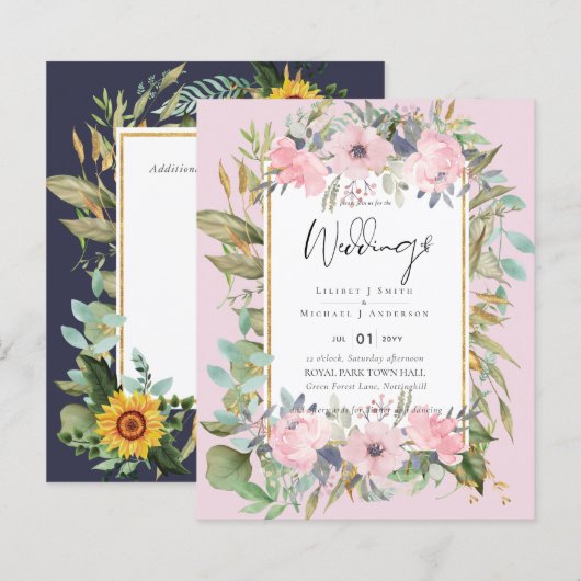 Blush Pink Floral Greenery Boho Wedding (Vorne/Hinten)