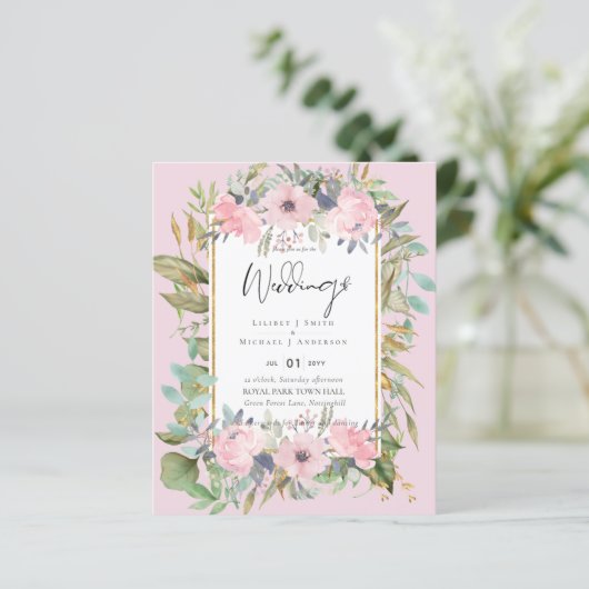 Blush Pink Floral Greenery Boho Wedding (Stehend Vorderseite)