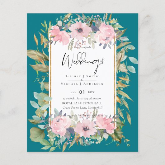 Blush Pink Floral Greenery Boho Wedding (Vorderseite)