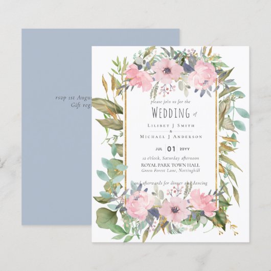 Blush Pink Floral Greenery Boho Wedding (Vorne/Hinten)