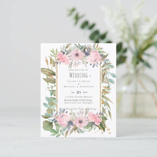Blush Pink Floral Greenery Boho Wedding (Stehend Vorderseite)