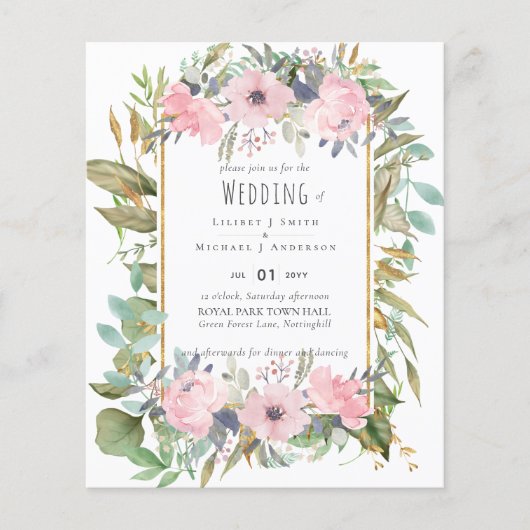 Blush Pink Floral Greenery Boho Wedding (Vorderseite)