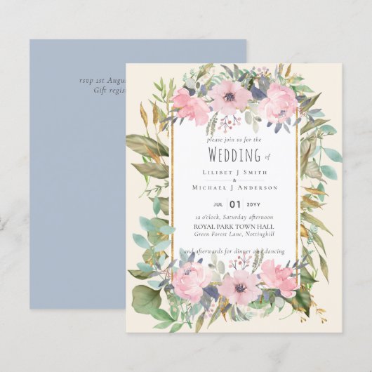 Blush Pink Floral Greenery Boho Wedding (Vorne/Hinten)