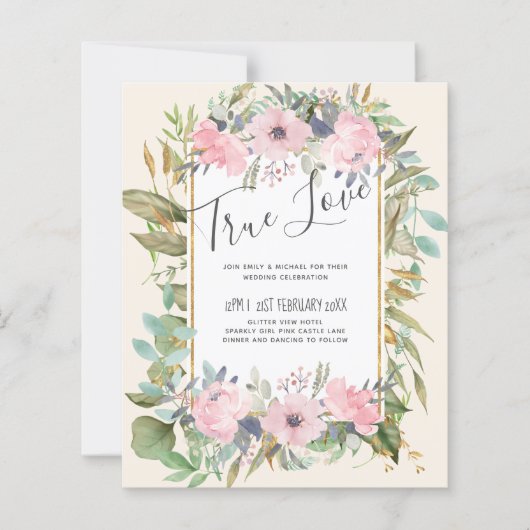 Blush Pink Floral Greenery Boho Wedding (Vorderseite)