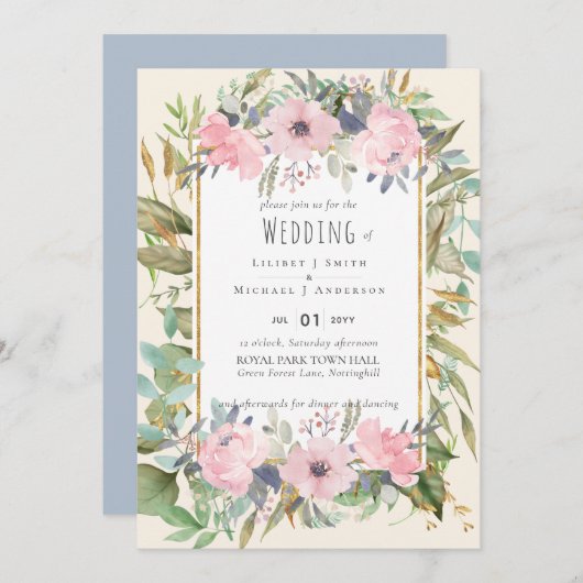 Blush Pink Floral Greenery Boho Wedding (Vorne/Hinten)