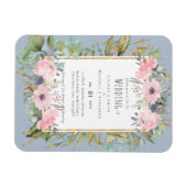 Blush Pink Floral Greenery Boho Wedding Magnet (Horizontal)