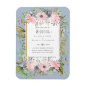 Blush Pink Floral Greenery Boho Wedding Magnet (Vertikal)