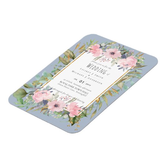 Blush Pink Floral Greenery Boho Wedding Magnet (Linke Seite)