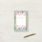 Blush Pink Floral Greenery Boho Wedding Post-it Klebezettel (Auf Schreibtisch)