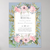Blush Pink Floral Greenery Boho Wedding Poster (Vorne)