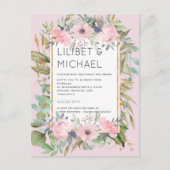 Blush Pink Floral Greenery Boho Wedding Postkarte (Vorderseite)
