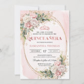 Blush Pink Floral Greenery Quince Invitation Einladung (Vorderseite)
