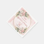 Blush Pink Floral Greenery Sweet 15 Napkins Serviette (Ecke)