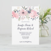Blush Pink Floral Header Hochzeit | Einladung (Stehend Vorderseite)