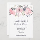 Blush Pink Floral Header Hochzeit | Einladung (Vorne/Hinten)