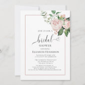 Blush Pink Floral Heft Script Brautparty Einladung (Vorderseite)