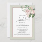Blush Pink Floral Heft Script Brautparty Einladung (Vorderseite)
