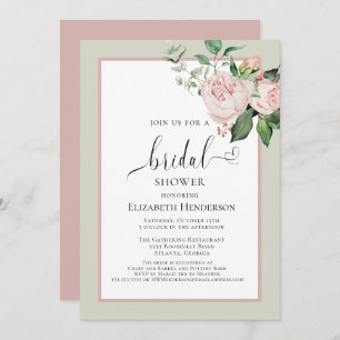 Blush Pink Floral Heft Script Brautparty Einladung