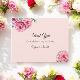 Blush Pink Floral Hochzeit Danke Notiz Karte