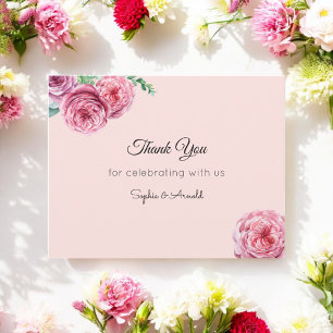 Blush Pink Floral Hochzeit Danke Notiz Karte