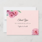 Blush Pink Floral Hochzeit Danke Notiz Karte (Vorderseite)