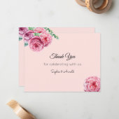 Blush Pink Floral Hochzeit Danke Notiz Karte (Vorderseite/Rückseite Beispiel)
