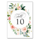 Blush Pink Floral Hochzeit oder Event-Tischnummern Tischnummer (Rückseite)