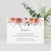Blush Pink Floral Hochzeitsempfang Begleitkarte (Stehend Vorderseite)