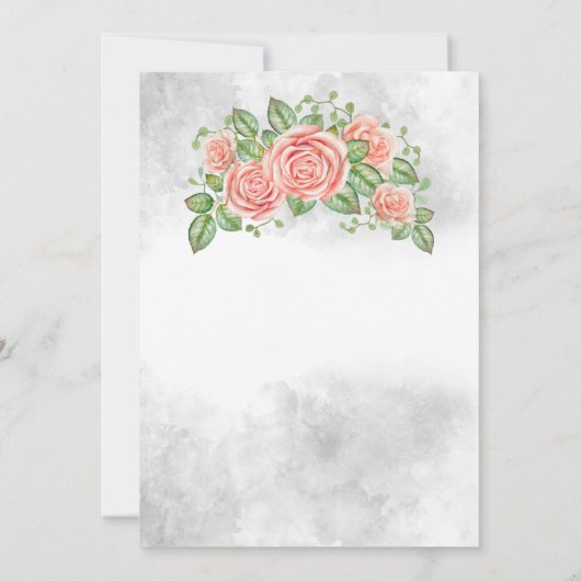 Blush Pink Floral Hochzeitsempfang Beilage Einladung (Rückseite)