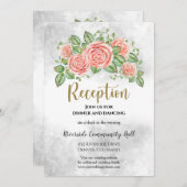 Blush Pink Floral Hochzeitsempfang Beilage Einladung (Vorne/Hinten)