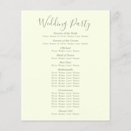 Blush Pink Floral Hochzeitsfeier Programm (Rückseite)