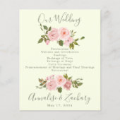 Blush Pink Floral Hochzeitsfeier Programm (Vorderseite)