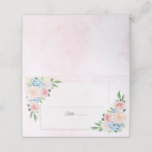 Blush Pink Floral Hydrangea Wasserfarbenhochzeit Platzkarte (Außenseite Aufgefaltet)