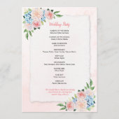 Blush Pink Floral Hydrangea Wasserfarbenhochzeit Programm (Rückseite)