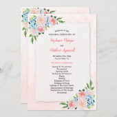 Blush Pink Floral Hydrangea Wasserfarbenhochzeit Programm (Vorne/Hinten)
